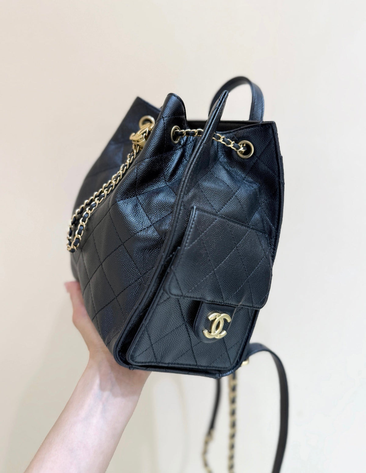 CC 25B backpack bag 23cm black calfskin 342108
