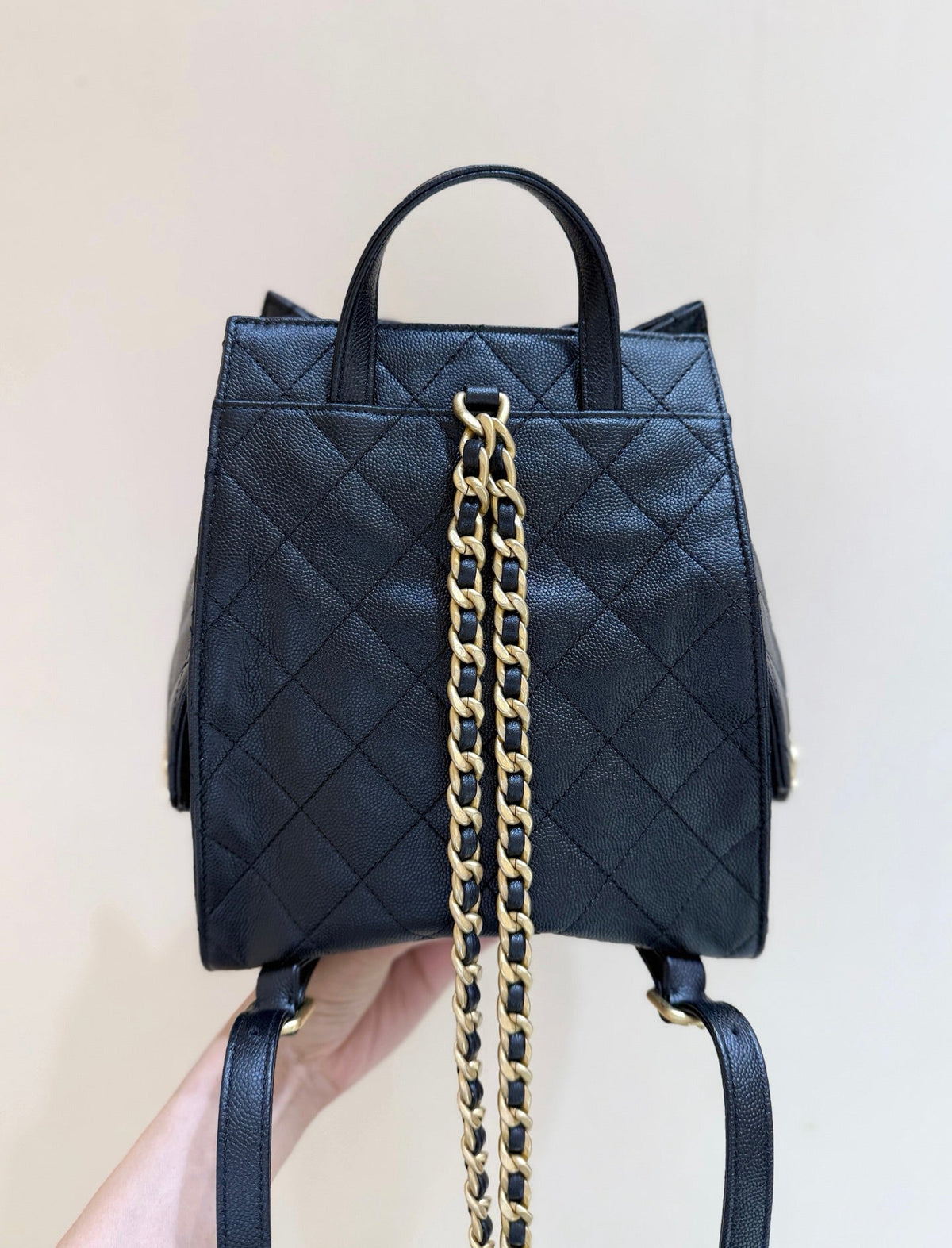 CC 25B backpack bag 23cm black calfskin 342108