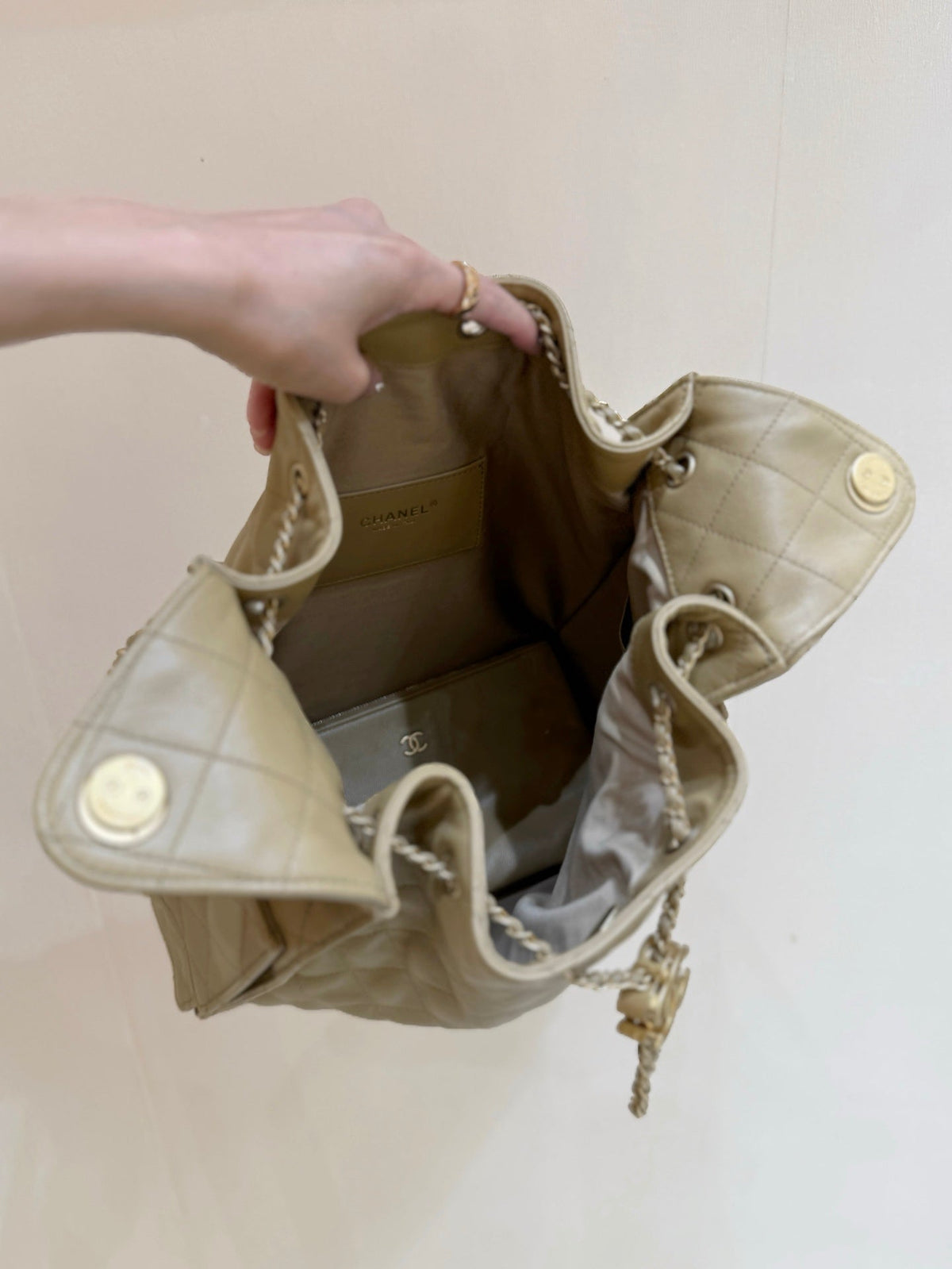 CC 25C Hobo Bag Large 40cm Beige Caviar GHW 290179