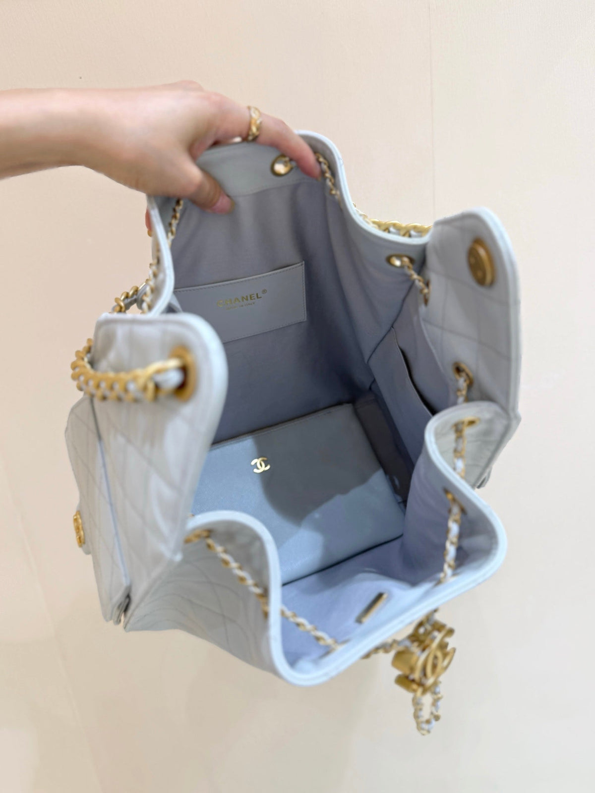 CC 25C Hobo Bag Large 40cm Light Blue Caviar GHW 290193