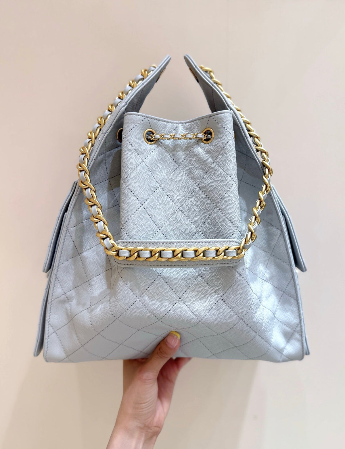 CC 25C Hobo Bag Large 40cm Light Blue Caviar GHW 290193