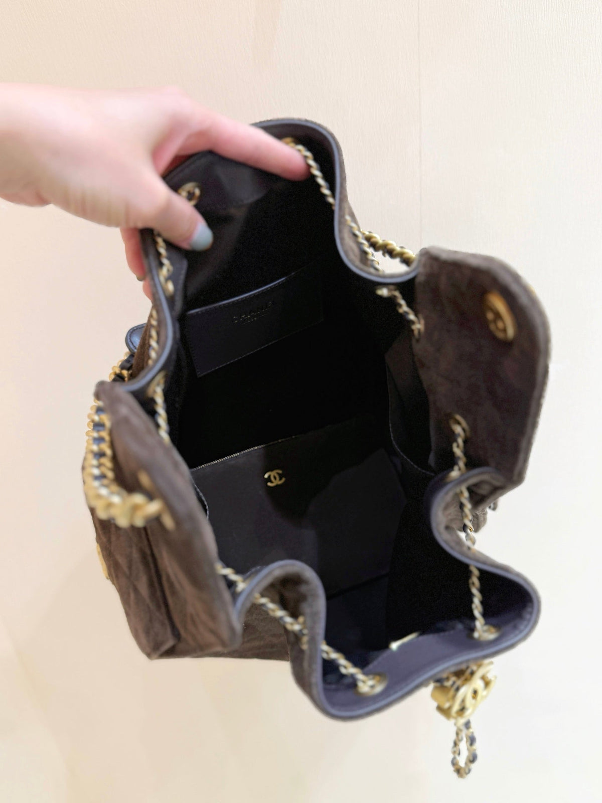 CC 25C Hobo Bag Large 40cm Coffee Suede GHW 290170