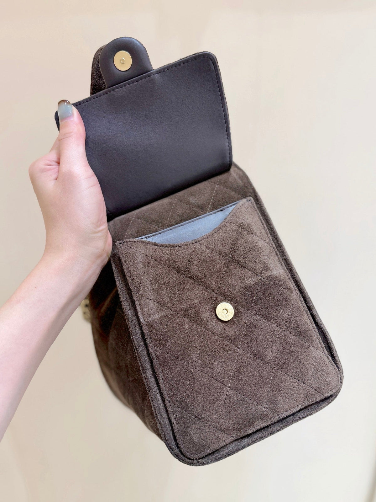 CC 25C Hobo Bag Large 40cm Coffee Suede GHW 290170