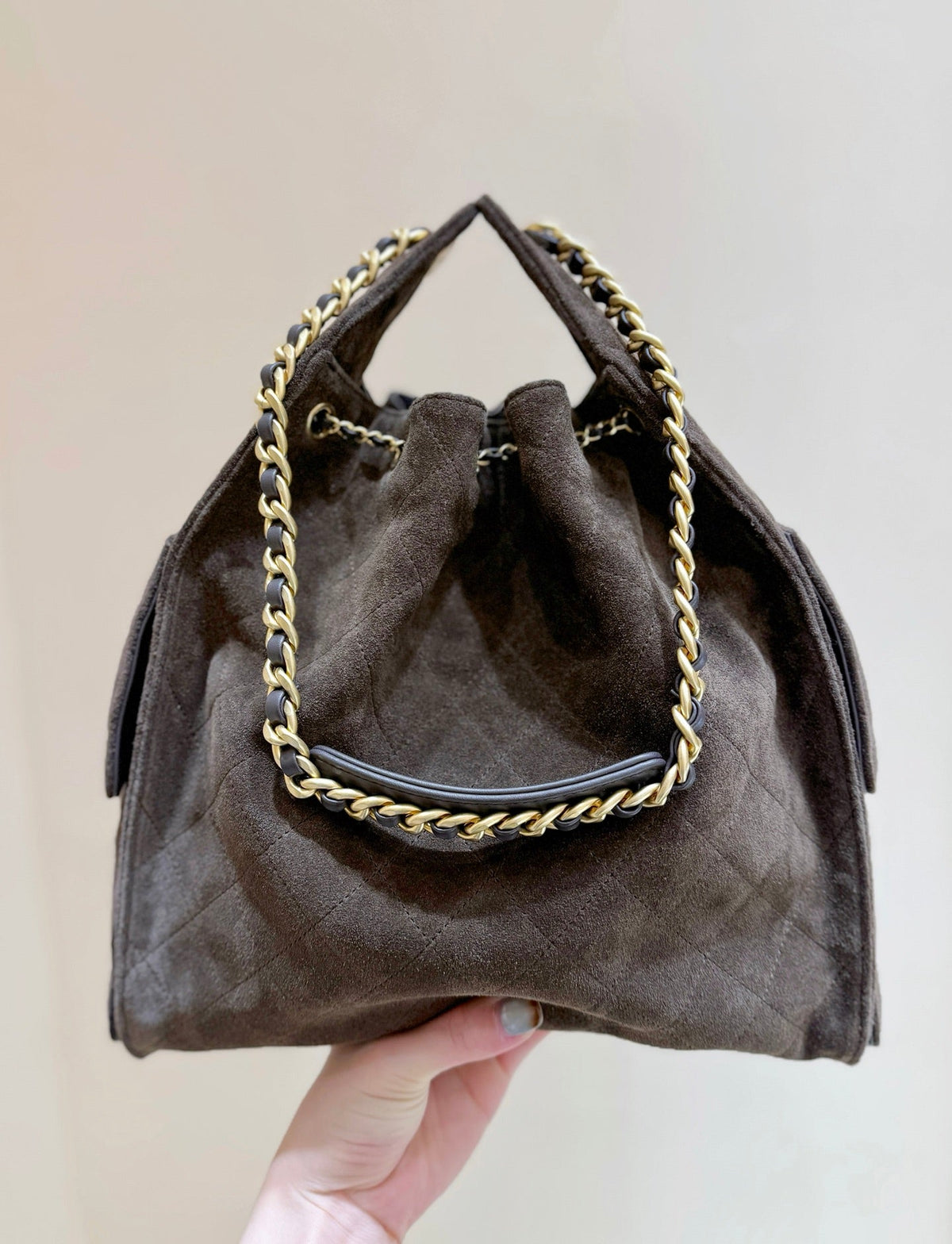 CC 25C Hobo Bag Large 40cm Coffee Suede GHW 290170