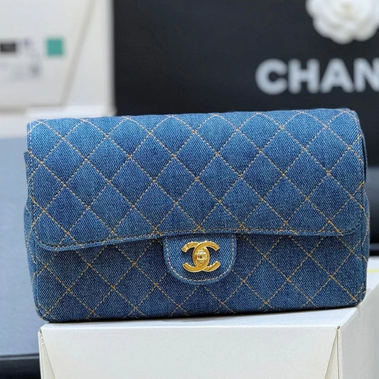 Chanel 2026 Backpack 26cm Blue Denim Leather 351418