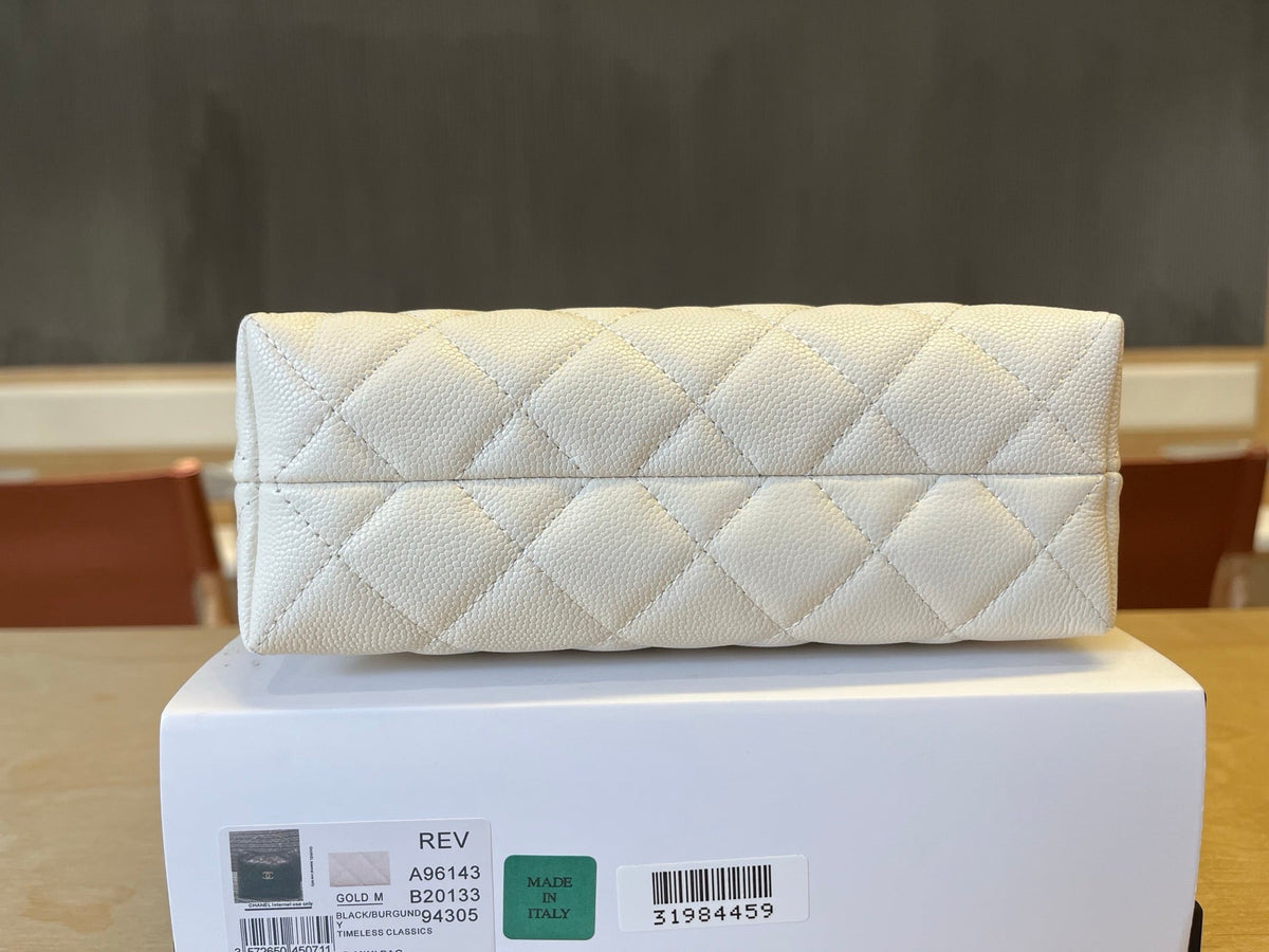 CC Handle Vintage Bag 19cm White Caviar 277774 GHW