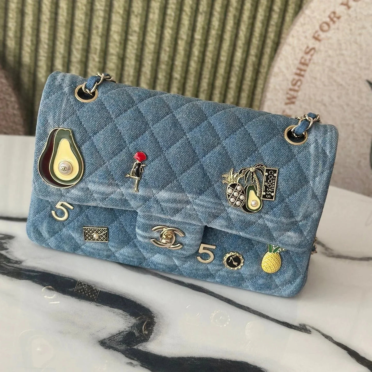Chanel 2026 Coco Cuba Charms Flap Bag Canvas Denim Leather
