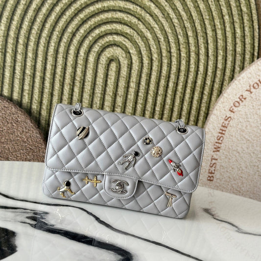CC 26s Classic 11.12 Bag 25.5cm Light Grey Lambskin