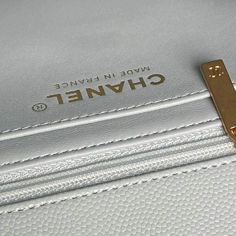 CHANEL 25S FLAP BAG 22 IN LIGHT BLUE CALFSKIN GOLD HARDWARE