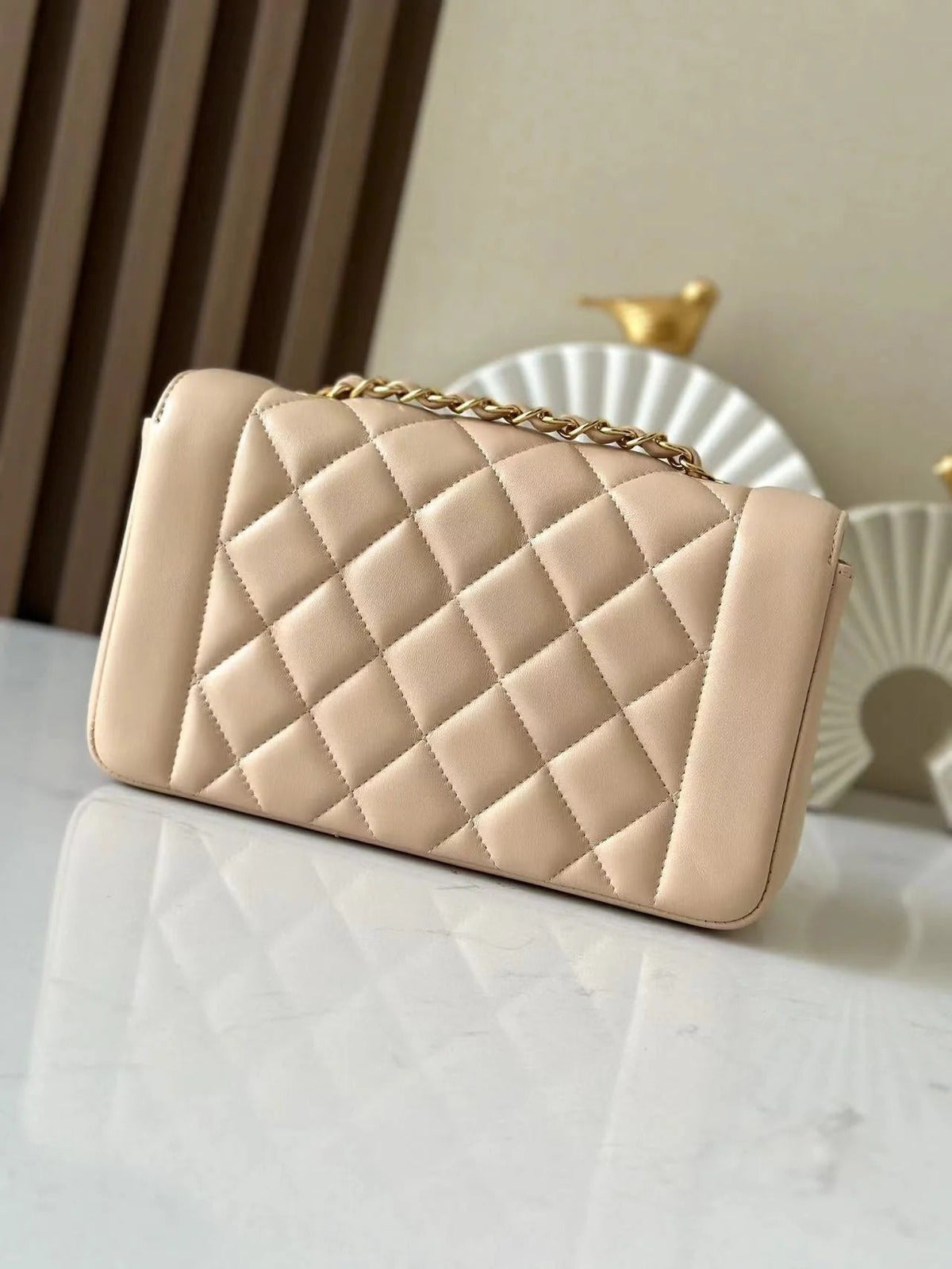 Chanel 2026 Diana Shoulder Bag 22.5cm Beige Lambskin