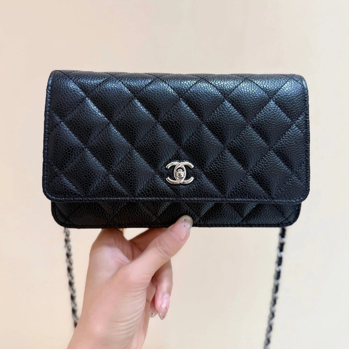 CHANEL 25S MINI FLAP BAG 19 IN BLACK CALFSKIN SLIVER HARDWARE