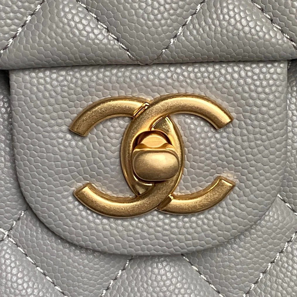 CHANEL 25S FLAP BAG 22 IN CHARCOAL GRAY CALFSKIN GOLD HARDWARE