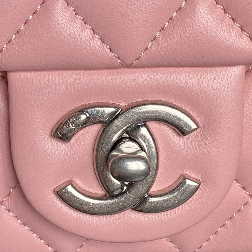 CHANEL 25S FLAP BAG 20 IN PINK BABY CALFSKIN SILVER HARDWARE