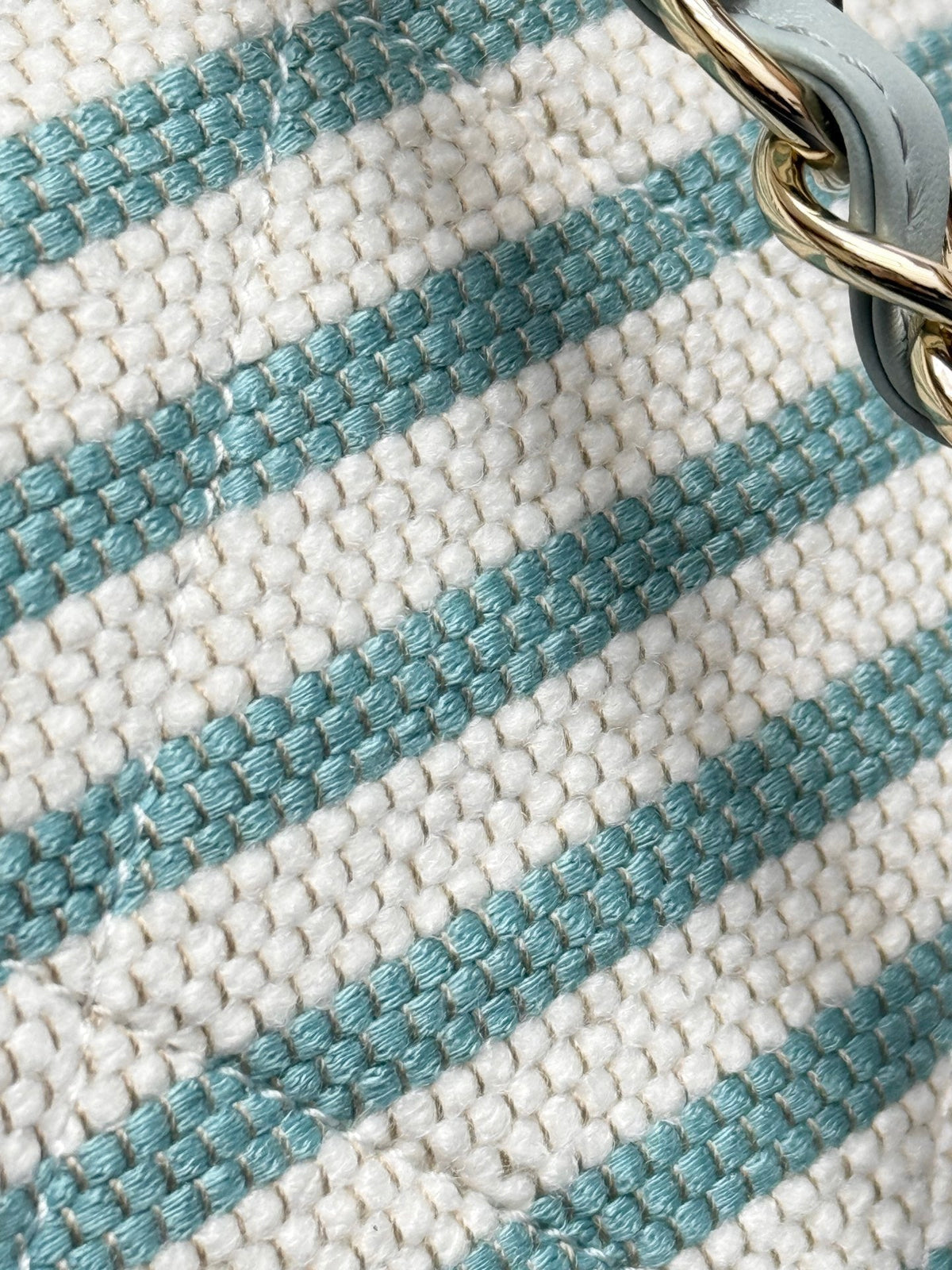Chanel 26 Woven Beach Bag 46 White Light Blue Canvas Leather