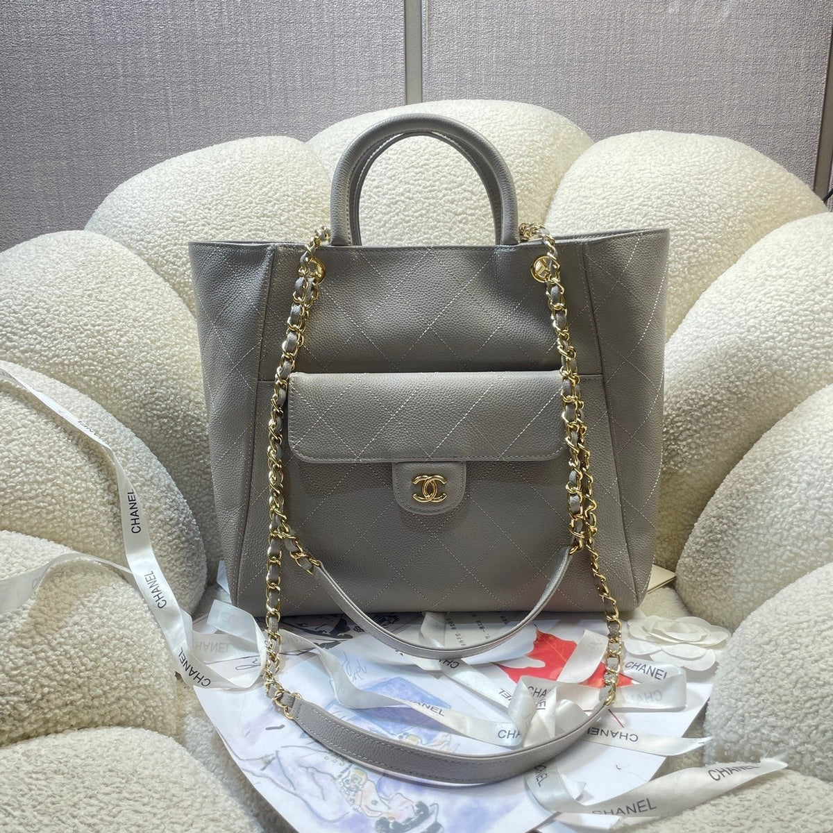 Chanel 2026 Shopping Bag 39cm Grained Calfskin Leather