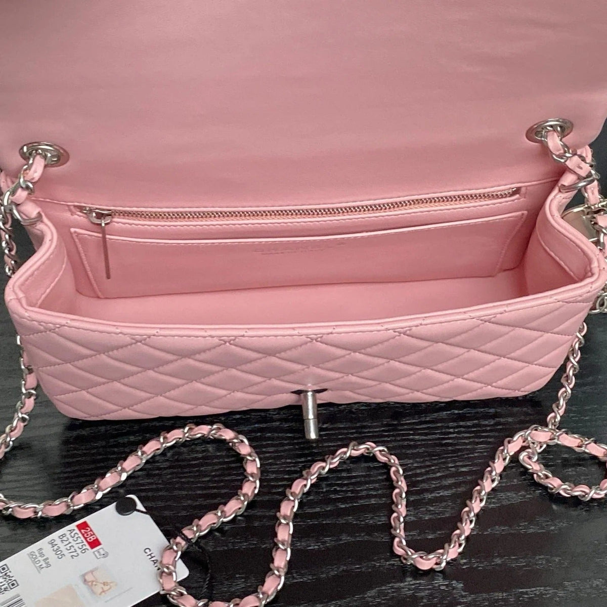 CHANEL 25S FLAP BAG 23 IN LIGHT PINK CALFSKIN SILVER HARDWARE
