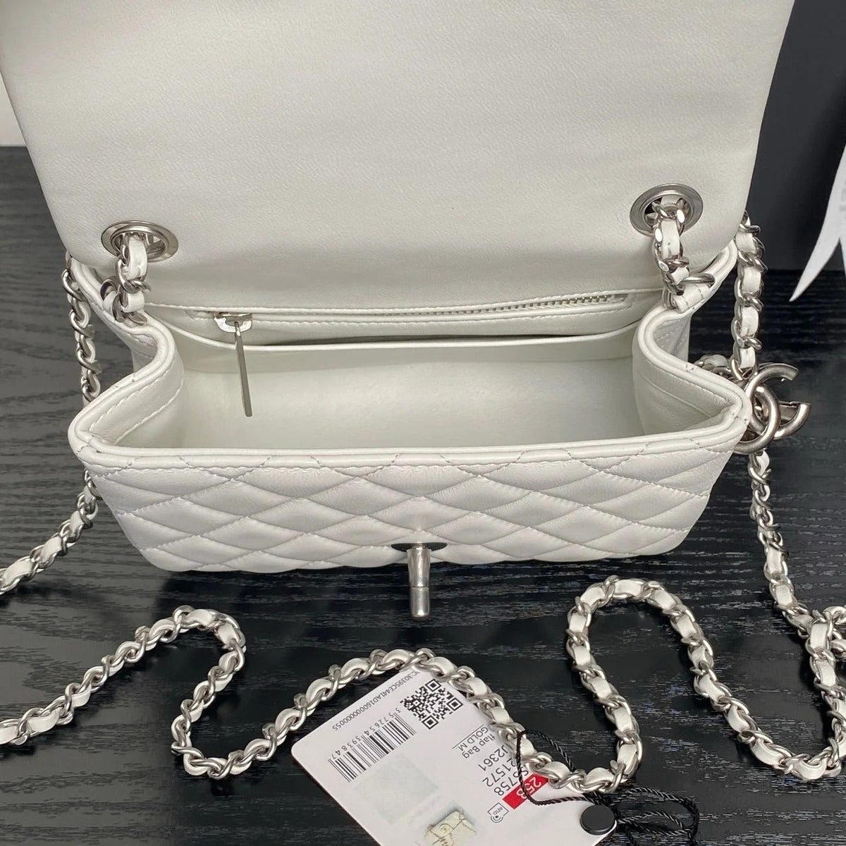 CHANEL 25S MINI FLAP BAG 18 IN WHITE CALFSKIN