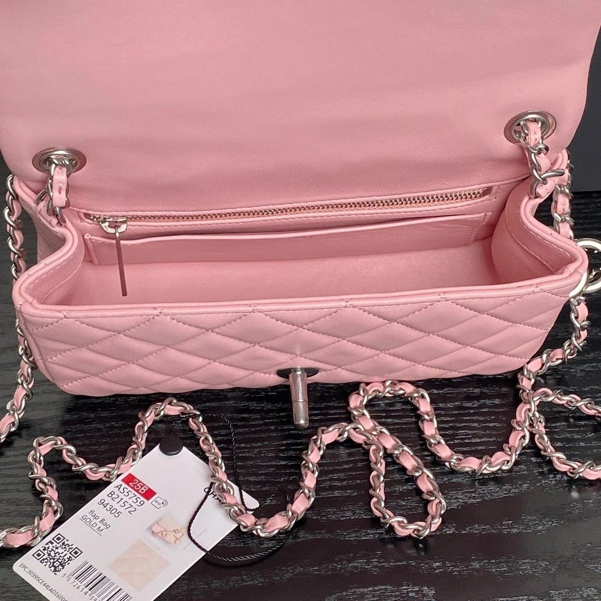CHANEL 25S FLAP BAG 20 IN PINK BABY CALFSKIN SILVER HARDWARE