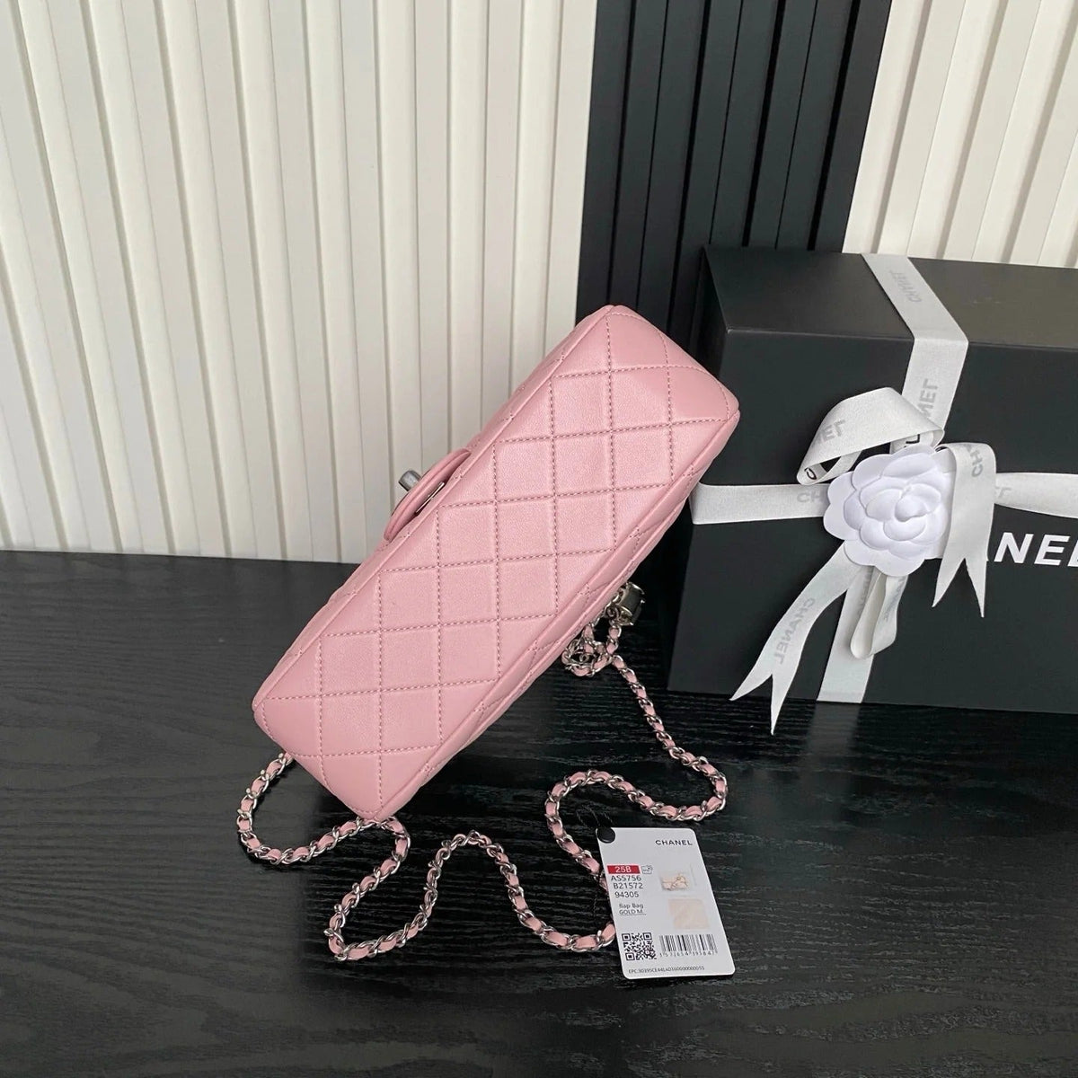 CHANEL 25S FLAP BAG 23 IN LIGHT PINK CALFSKIN SILVER HARDWARE