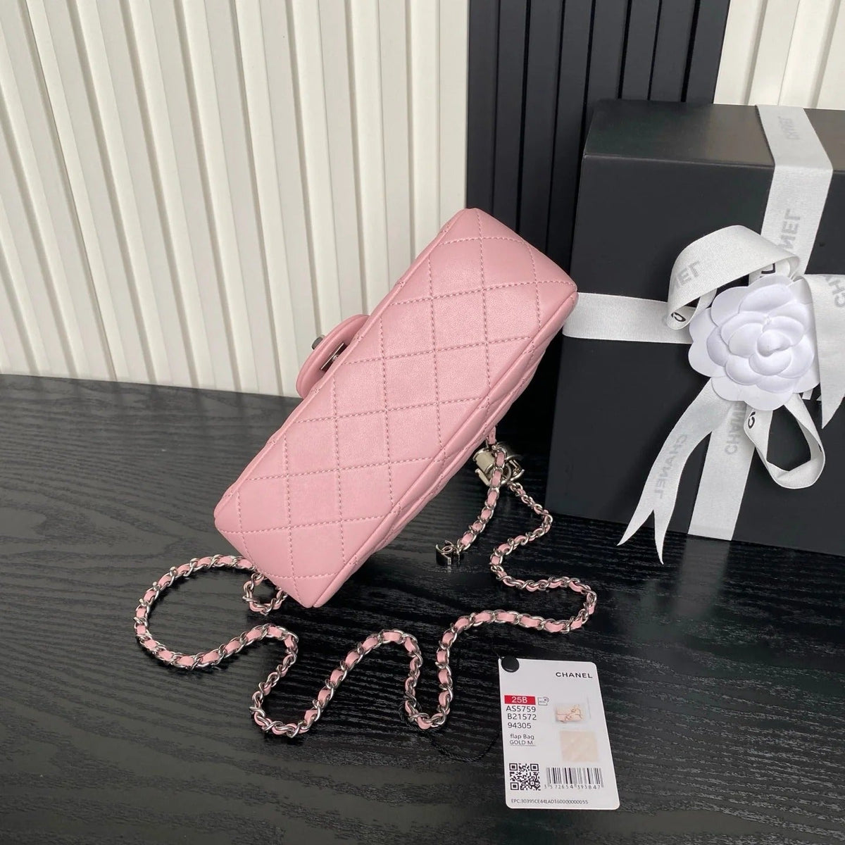 CHANEL 25S FLAP BAG 20 IN PINK BABY CALFSKIN SILVER HARDWARE