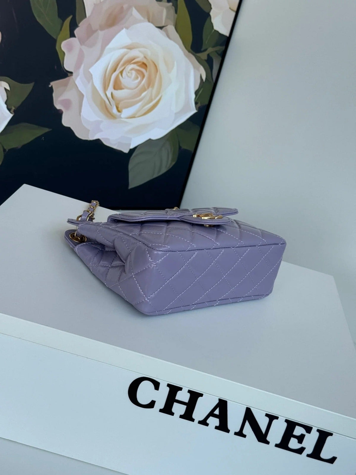CHANEL 25S HOBO BAG 19 CM IN PURPLE LAMBSKIN WITH GOLD HARDWARE